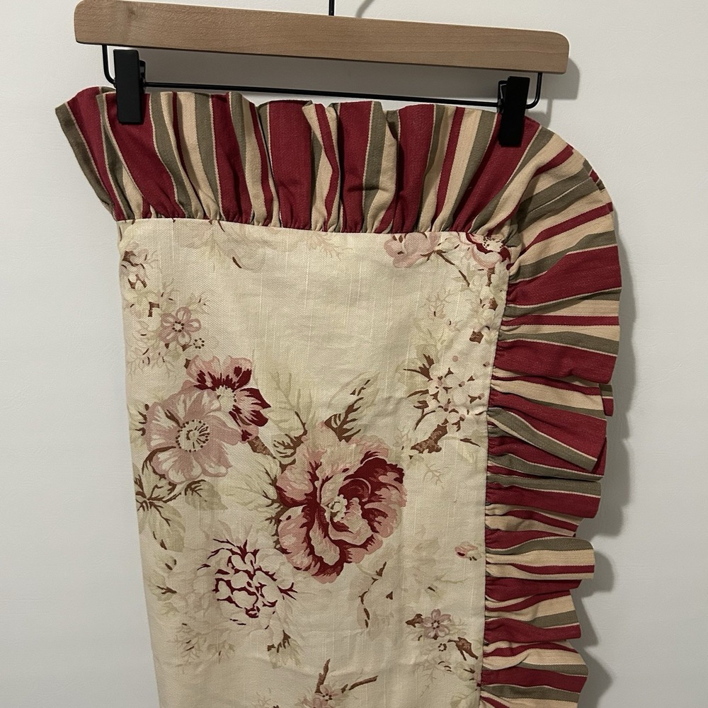Arhaus Pillow Sham Euro Floral Stripe Ruffle Border 25"x25" Cottagecore Boho